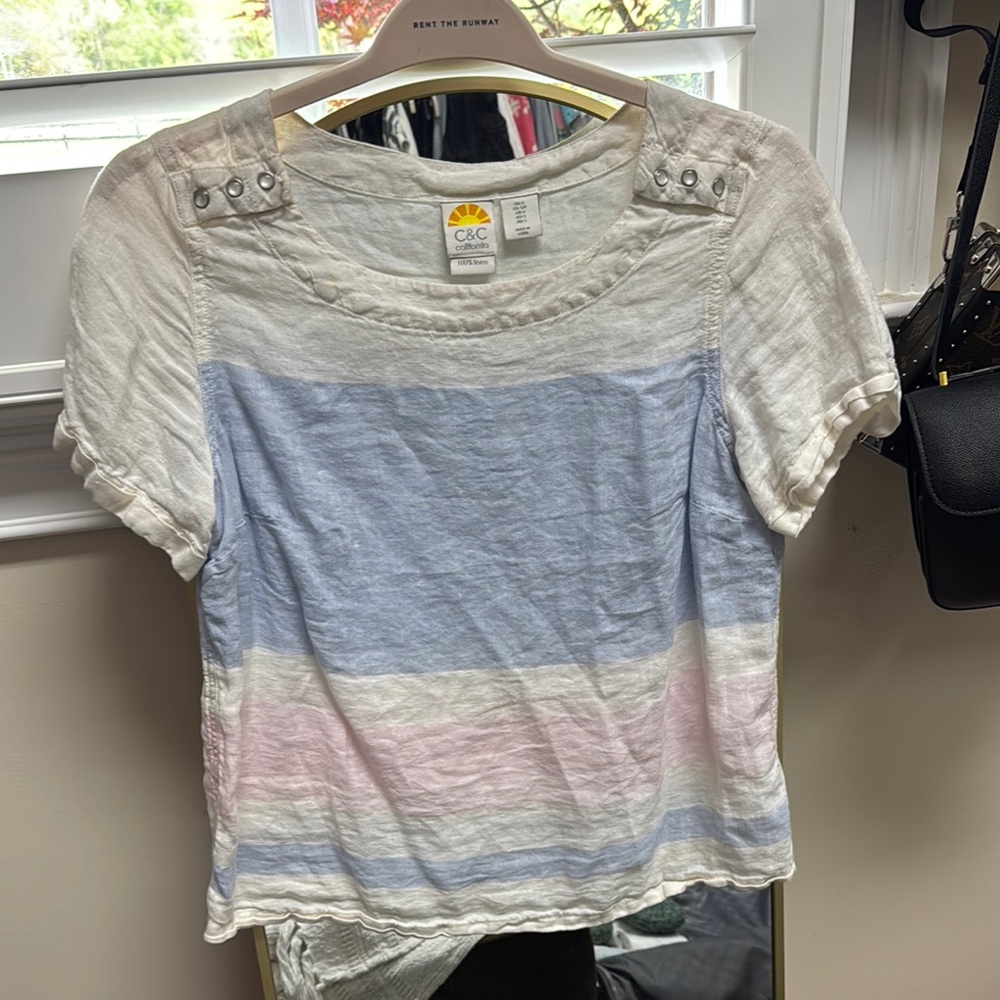 C & C Linen Short Sleeve Top